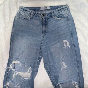 Hollister Distressed Curvy High Rise Mom Jeans